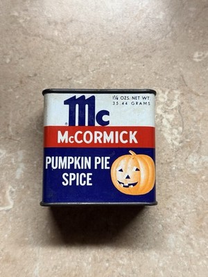 Vintage McCormick Pumpkin Pie Spice Jack-O-Lantern Tin Metal Lid Halloween