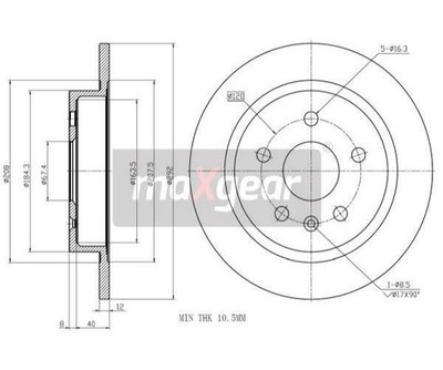 2 St. Bremsscheibe MAXGEAR 19-2017 Hinterachse für Opel Saab
