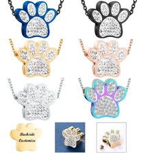 Paw Print Urn Pendant Pet Memory Necklace Cremation Jewelry for Dog Cat Ashes