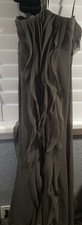 White By Vera Wang Womens Charcoal Ruffle Sleeveless Designer Maxi Dress Size 12