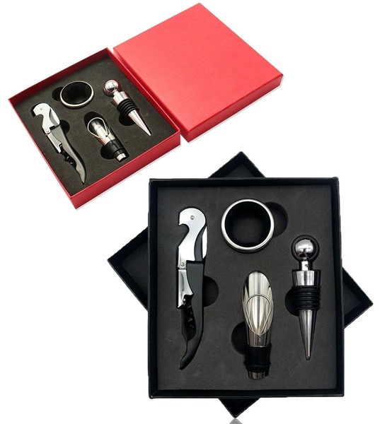 2Er Pack 4-Tlg. Wein Sommelier Set Mit Korkenzieher FlaschenausgießEr Verschluss-image