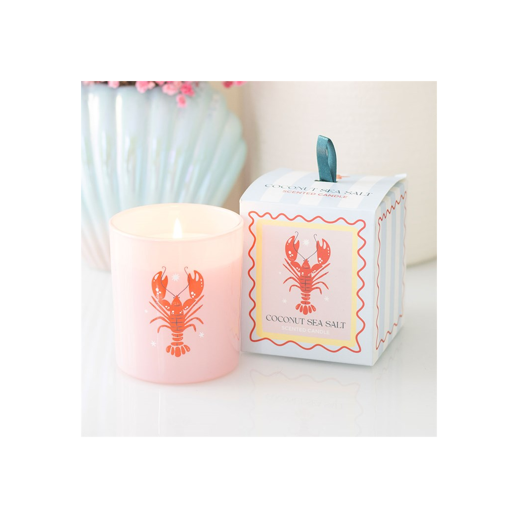 Coconut + Sea Salt Scented Lobster Jar Candle in Box - 35 Hour Burn Time 9x8x8cm - Image 3