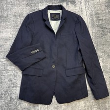 J Crew Regent Blazer Jacket Womens 6 Navy Blue Wool One Button Career Academia
