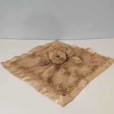Cloud Island Puppy Dog Lovey Security Blanket Plush Stuffed 14"x14" Gold Satin