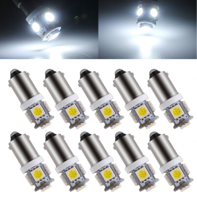10Pcs BA9S 5SMD 5050 5LED Car Wedge Light Bulbs 1895 T4W 1445 6253 White 24V DC