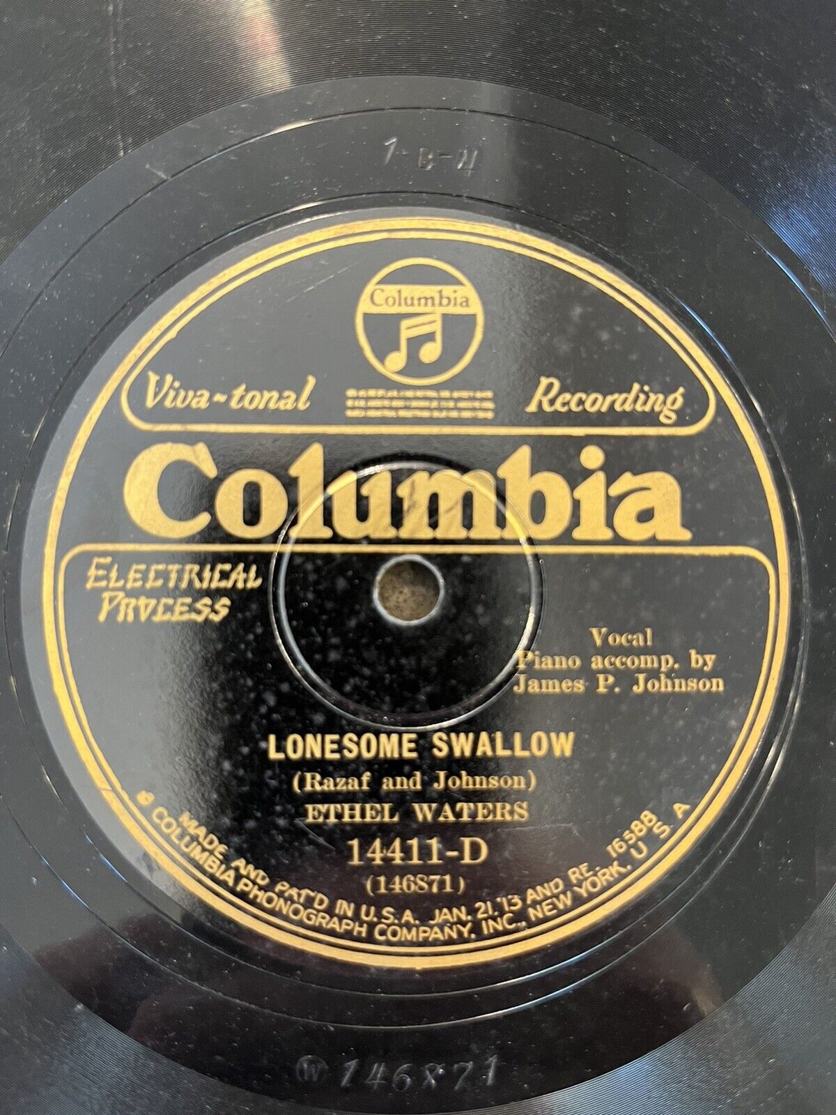 Ethel Waters Columbia 14411 ‘Lonesome Swallow’ E Blues 78 RPM
