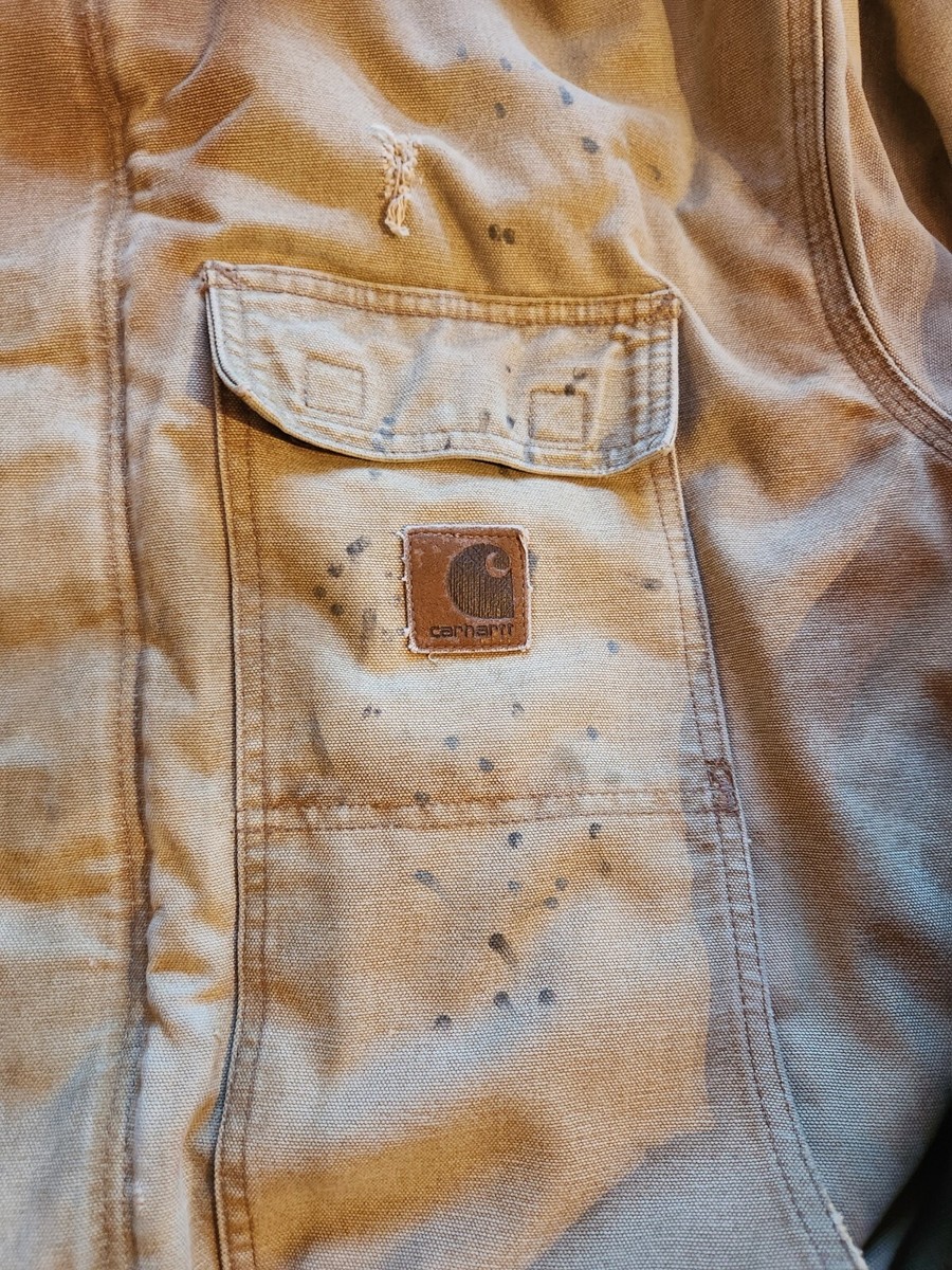 Men's Carhartt RN# 14806 Jacket Lined Distressed Work Coat Tan 2XL