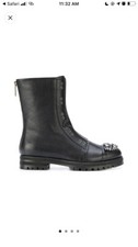 Jimmy Choo Black Jewel Toe Hatcher Combat Boot Size 39