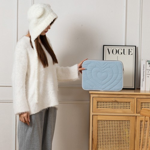 Korean Quilted Heart Computer Bag Tablet Sleeve Case Simple Laptop Storage Bags - Afbeelding 5 van 15