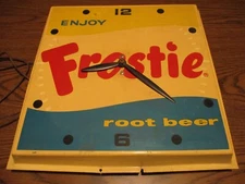 Frostie Root Beer Clock Soda Pop Cola Vintage 1960's 1970's Drugstore Restaurant