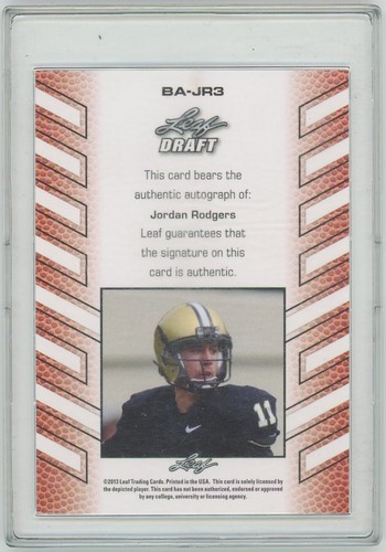 2013 Leaf Draft #BA-JR3 Jordan Rodgers Autographs - Picture 2 of 2