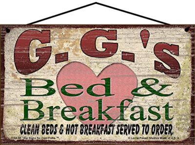 G.G.'s Bed and Breakfast Sign for Great Grandma Mother's Day Gift Home B&B Decor