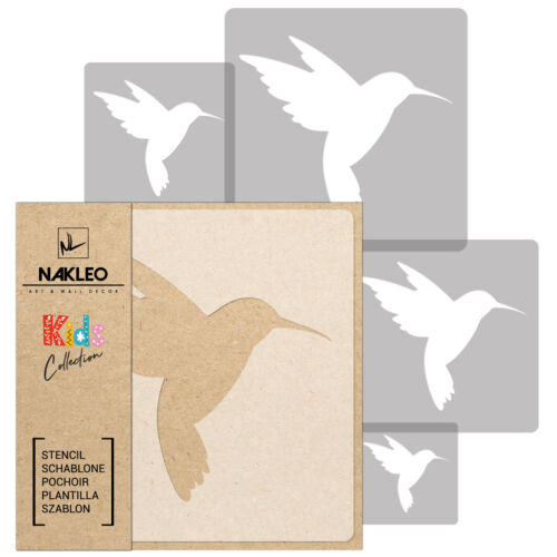 5x reusable PLASTIC Stencils / 13.4" to 3.5" Nursery KIDS Template HUMMING BIRD - Bild 1 von 3