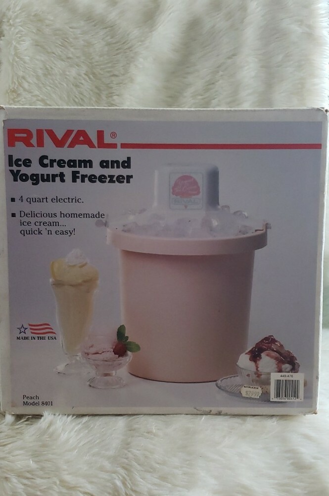 Vintage Rival Ice Cream Yogurt Freezer Peach Quart Electric Model 8401 - Main Image
