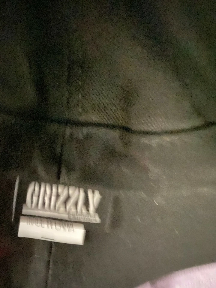 Sombrero de cubo gris adulto con logotipo de cinta de agarre Grizzly talla única Foto 3 de 4