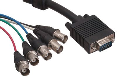 SEALED NEW LWC 6'' Male HD15 to 5 Female BNC VGA HDMI Video Cable E-VGAM-5BNCF-.5