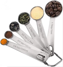 TECHTONGDA Stainless Steel Measuring Spoons Set of 6 with D-RING Holder Hot