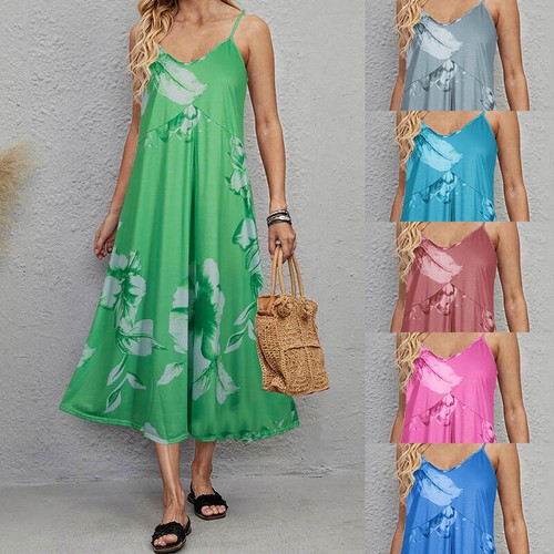 Summer Slip Dress Womens V-Neck Beach 