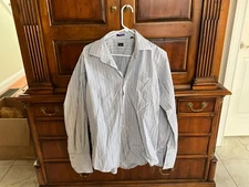 Paul Smith London Mens Long Sleeve Button Down Shirt Blue Made In Italy Size 17