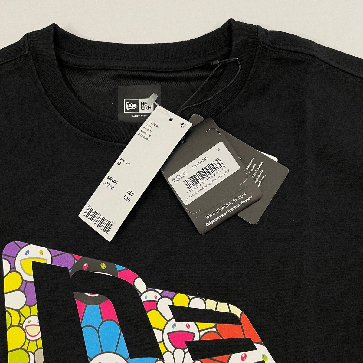★大人気★New Era X Takashi Murakami brand-print S/S Tee Mens Size M New Era x Takashi Murakami Flag Black Short