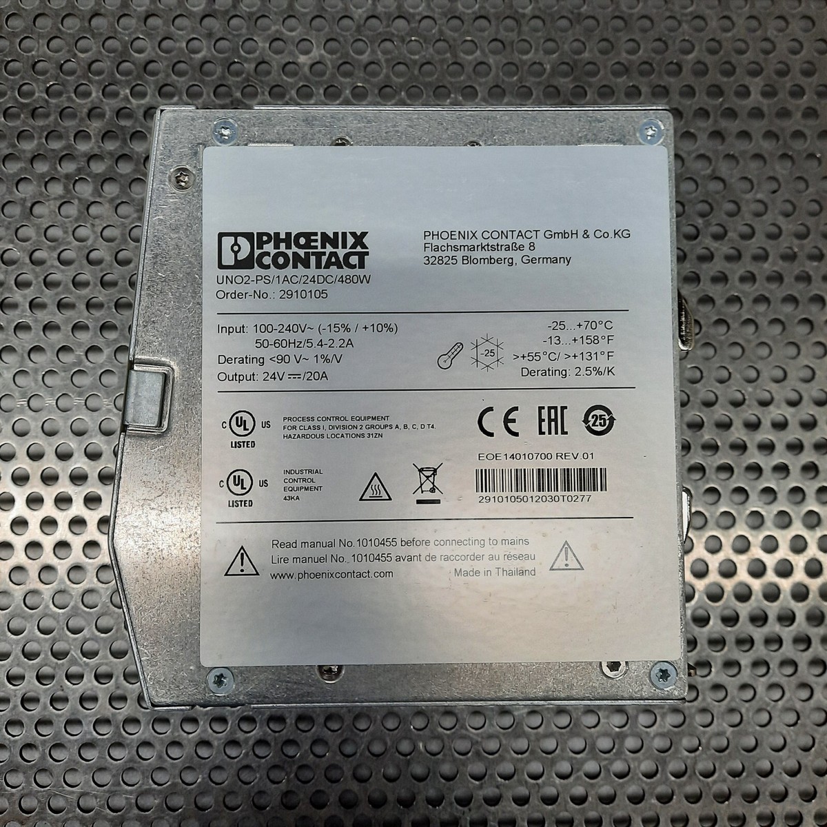 PHOENIX CONTACT UNO2-PS/1AC/24DC/480W Power Supply Unit | eBay