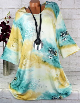 MB Germany Kleid Shirt Tunika Longshirt Bluse Top Lagenlook Ballon Bunt 2) 48 50