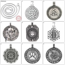 Wikinger Kette Silber Valknut Odin Yggdrasil Hugin Munin Vegvisir Fenris Rune