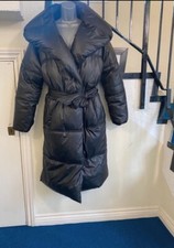 Misguided Black Duvet Coat With Huge Collar Size Uk 10 Oversized Up 16 See Phot