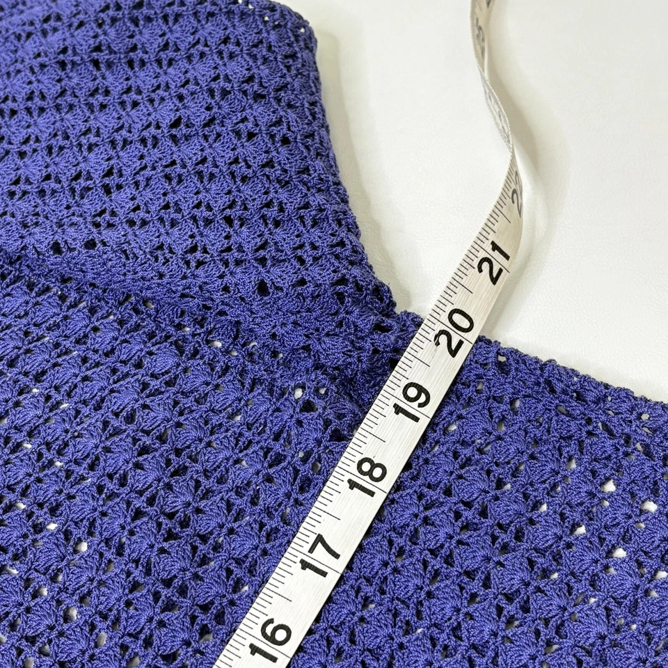 Cárdigan Suéter April Cornell De Colección Talla L Crochet Algodón Púrpura Flor Abuela Foto 4 de 4