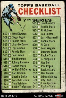 1964 Topps 517 Checklist 7 Err Authentic Ebay