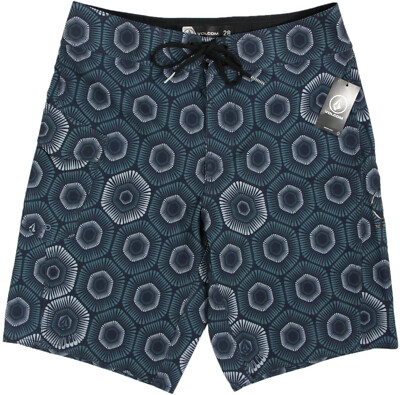 VOLCOM Manic 2 20'' Geo BoardShorts-28- NEW-4-Way Stretch  Hydro Blue Surf trunks