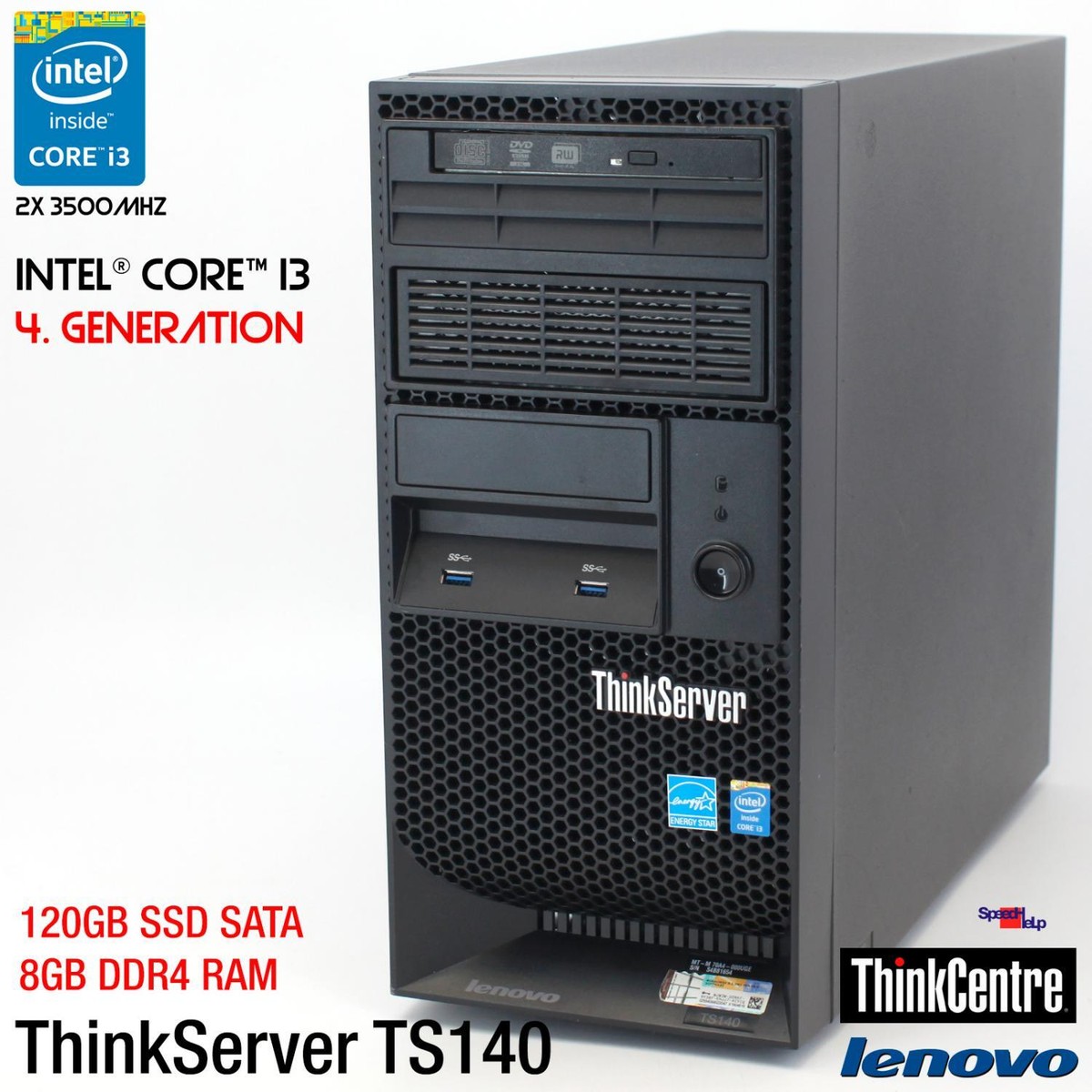 IBM LENOVO THINKSERVER TS140 I3 4330 WORKSTATION 120GB 8GB