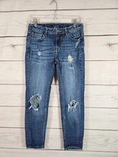 Vigoss Women's The Chelsea Blue Skinny Distressed Denim Jeans Size 27x28