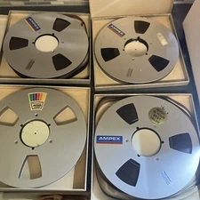 Lot of 4- AMPEX Grand Master 456 Audio 1/2” Tape X 10.5 in. Metal Reel Mastering