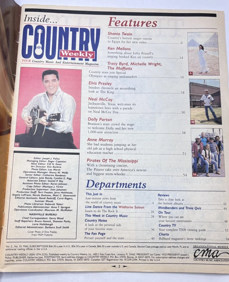 Elvis Presley Covers Country Weekly Magazine 1995 Shania Twain  Foto 4 de 4