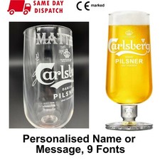 Personalised CARLSBERG Branded 1 Pint Glass NEW 20oz Nucleated Engraved Birthday