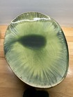Pier 1 Free Form Avocado Ceramic Centerpiece Art Bowl Drip Glazed 70s Abstract