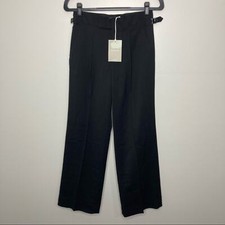 NWT EVERLANE Black Wide Leg Dress Pants Side Buckles 0
