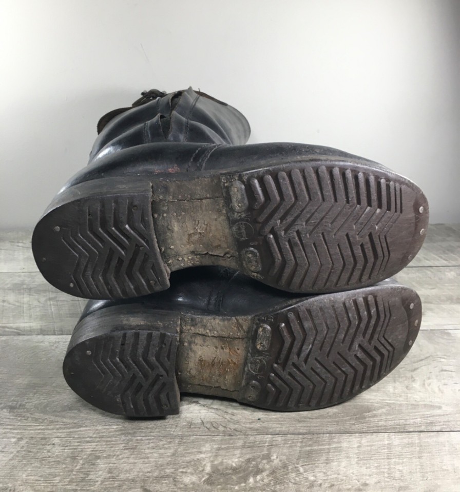 Jack Men’s Black Leather Combat Motorcycle Biker Riding Boots Size 9.5