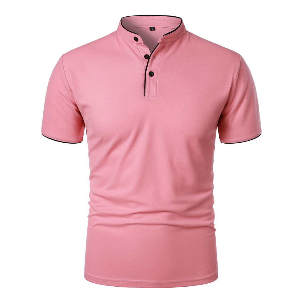 Mens Grandad Collar Shirt Mandarin Slim Fit Golf T-Shirt Top Mens Grandad Collar Shirt Mandarin Slim Fit Golf T-Shirt Top
