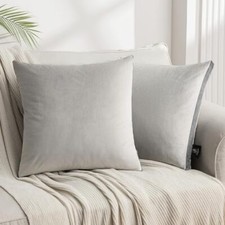 Pack of 2 Velvet Throw Pillow Covers, 18" x 18", Pack of 2 Light Grey