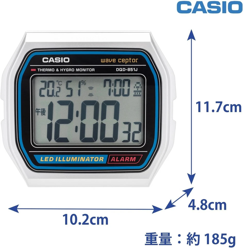 CASIO WAVE CEPTOR A158WA Motif electric wave alarm clock DQD-851J-8JF JAPAN NEW - Image 3 of 4