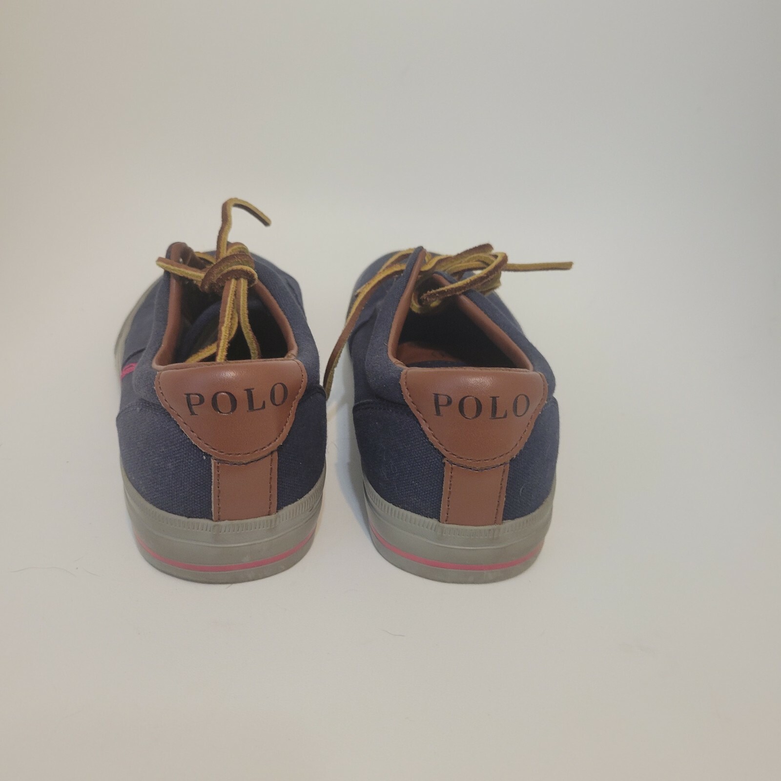 PONY Ralph Lauren Polo Faxon sneaker bassa in tela taglia 8 5 blu navy con frangia rosa e accento