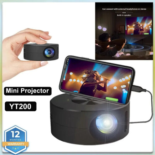Mini Projector Portable LCD 1080P HD Home Cinema Phone Projection NEW/BK