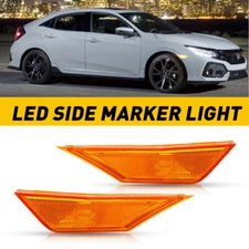 For 2016-2021 Honda Civic LED Side Marker Lights Turn Signal Lamp Amber Lens New