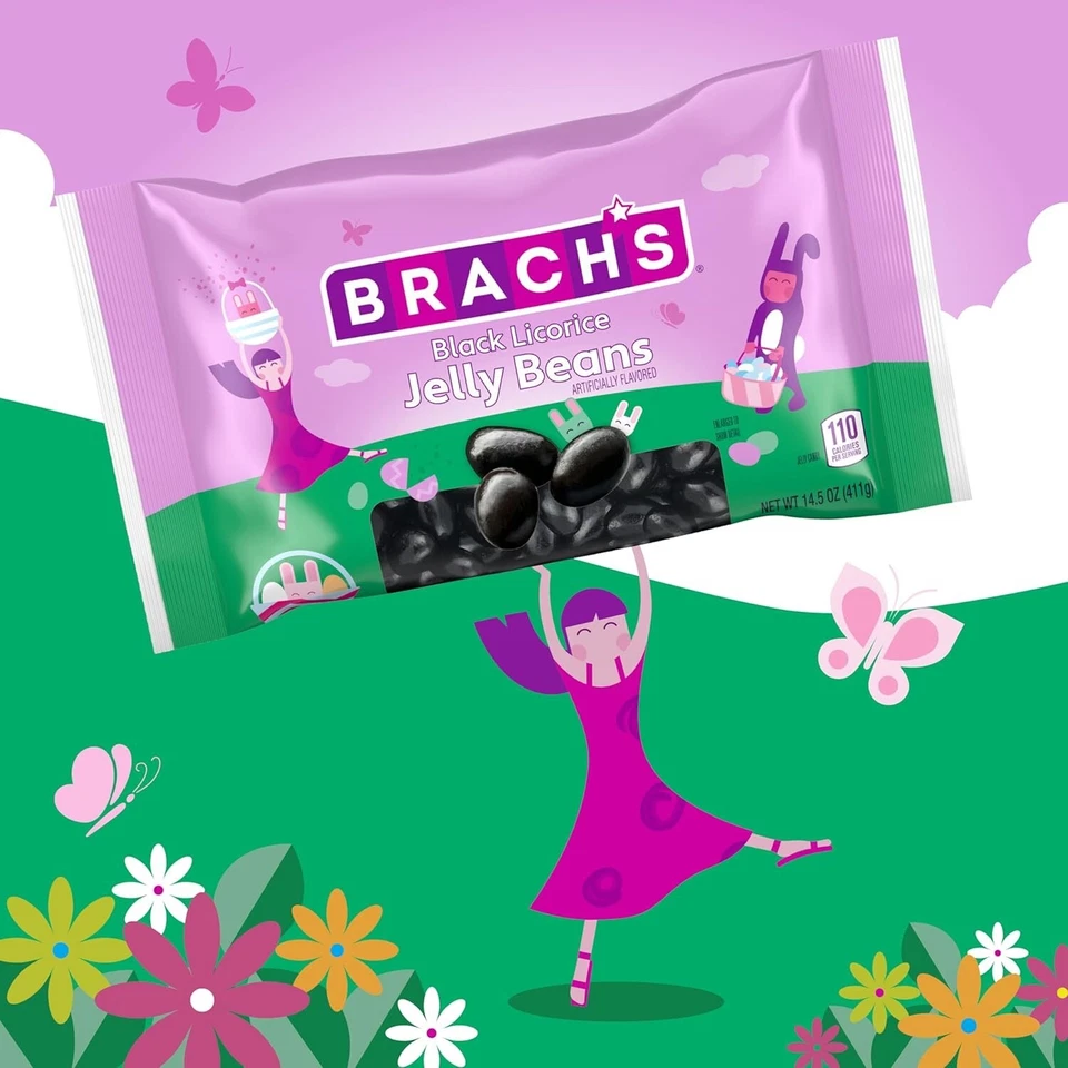 Brach's Black Jelly Bird Regaliz Jelly Beans Pascua - 9 OZ cada LOTE DE 6 BOLSAS Foto 2 de 4