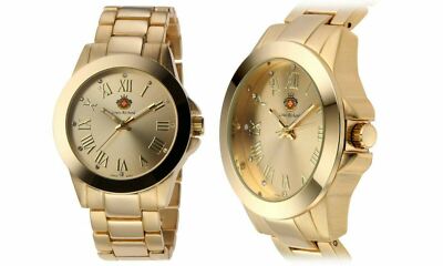 NEW Louis Richard 9106 Women's Kensing Crystal Sunray Dial Gold Bracelet Watch