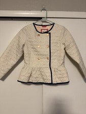 NWT Tommy Hilfiger Star Quilted Jacket Size 8/10 Girls Ivory Snap Ruffle Hem