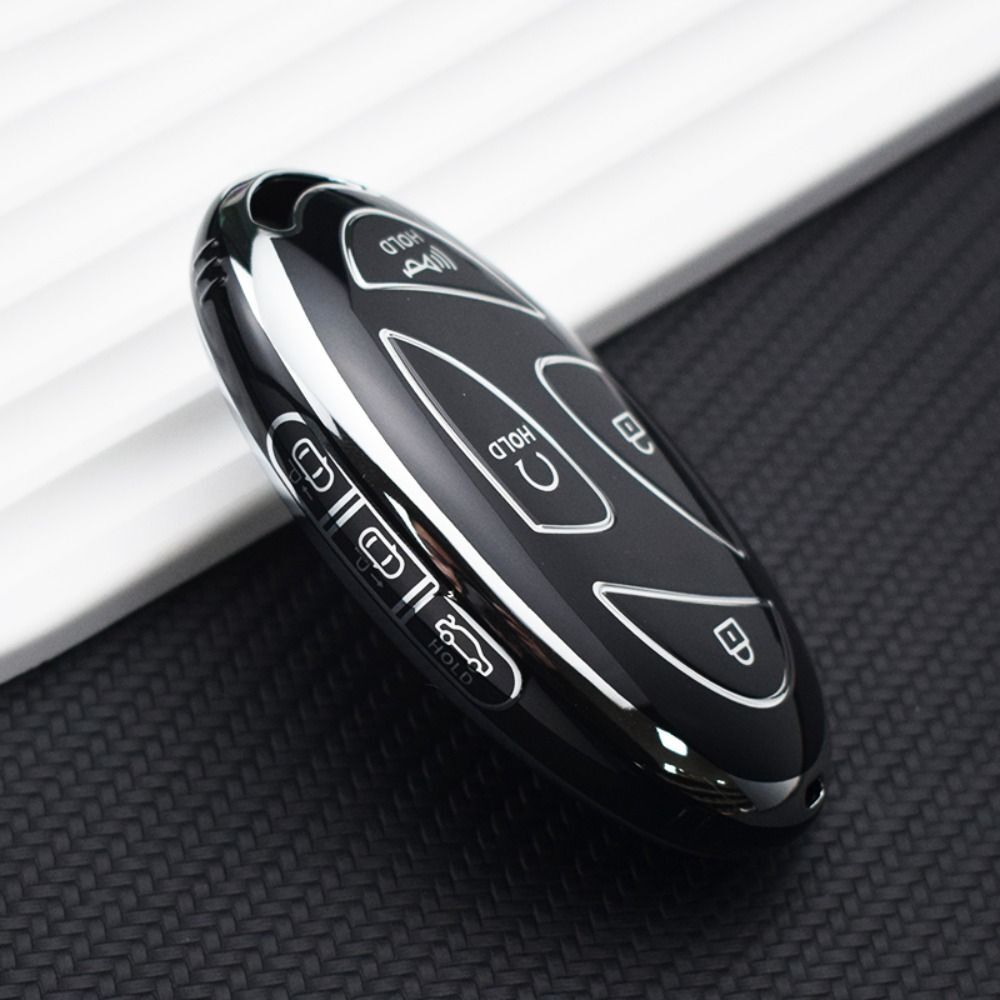 KUNIO Custodia per chiavi per Hyundai Ioniq 6 Grandeur GN7 KONA 2023 Custodia per chiave auto, in pelle, portachiavi con 5 tasti, colore nero