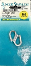 Suncor Stainless 304 Stainless Steel Wire Rope Standard Thimbles, 1/8"  (2 pack)